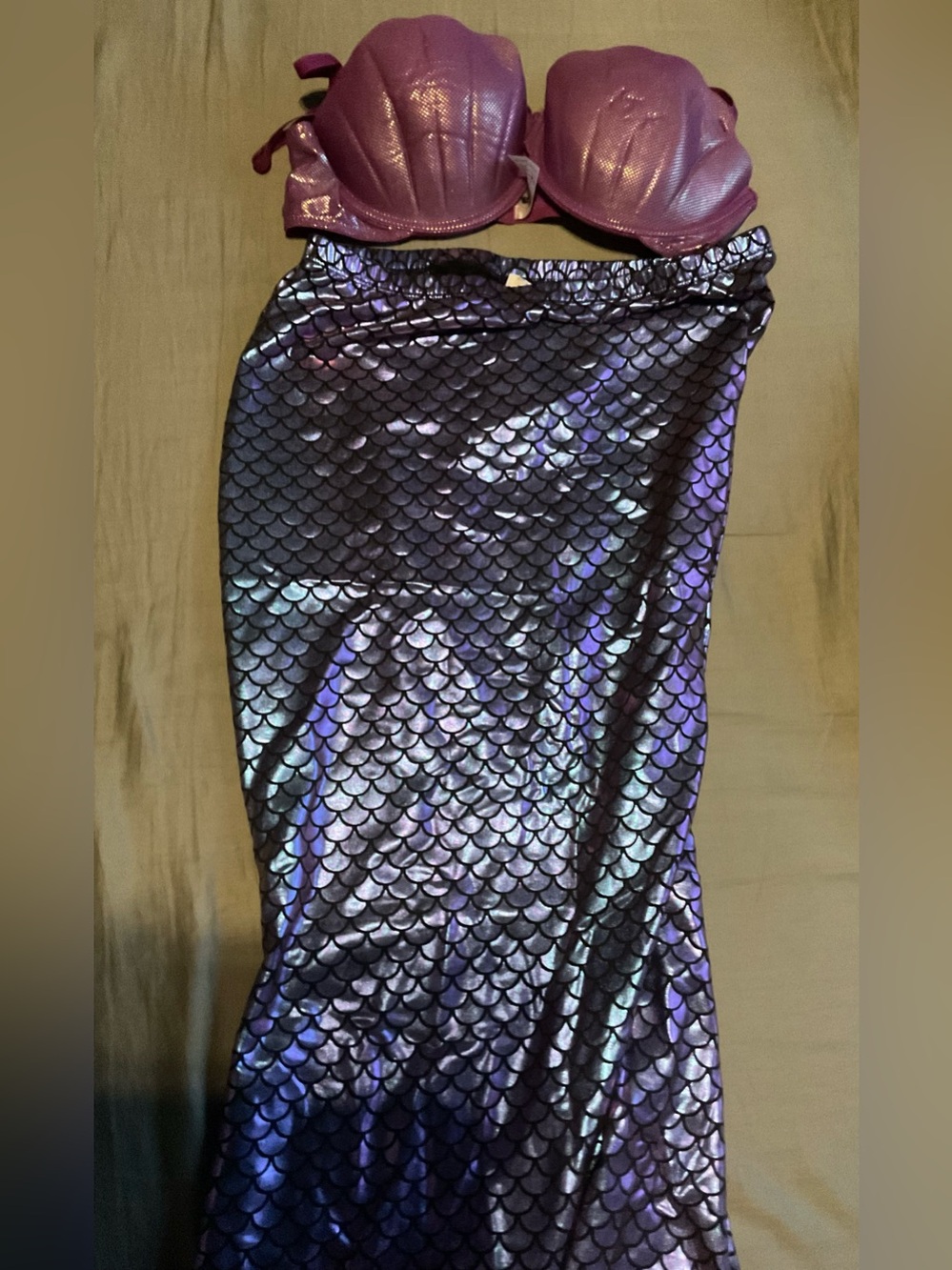Little Mermaid Costume in Unicorn Color Bra W/ Skirt Size Large USED ONCE ONLY